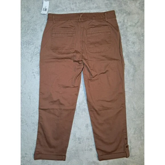 NWT Democracy "Ab"solution® High Rise Roll Cuff Cargo Utility Pant Tan 14 Petite - Picture 11 of 12